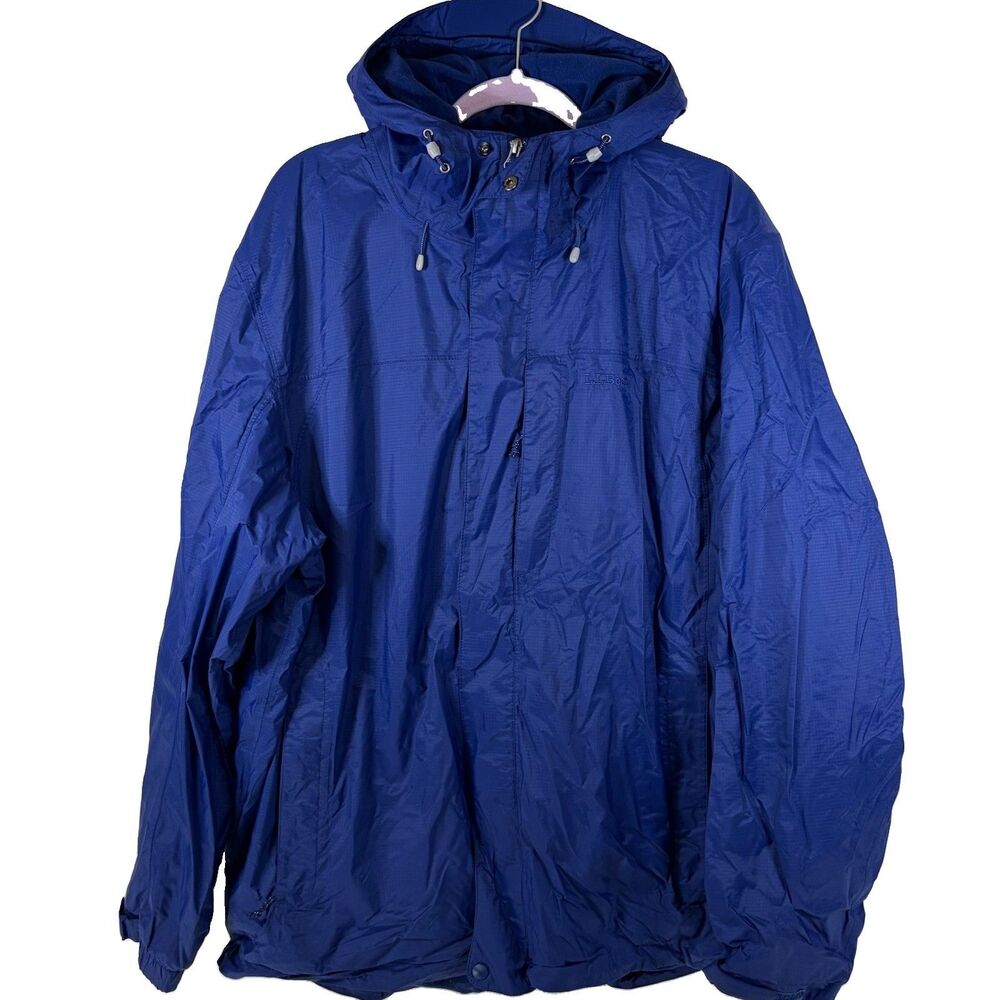 ll bean tek waterproof rain jacket Fleece Lined Men’s 2XL Blue Outdoors